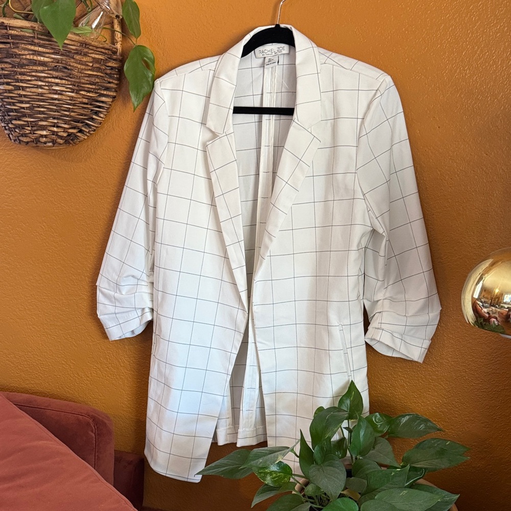 Rachel Zoe White Grid Women's Blazer